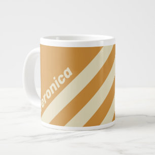 Retro Golden Horizon Three Stripes with Name Large Coffee Mug