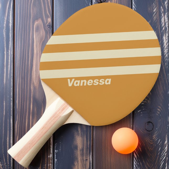 Retro Golden Horizon Three Stripes with Name Ping Pong Paddle (Creator Uploaded)