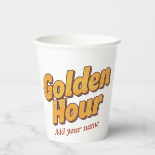 Retro Golden Hour - 90s Aesthetic Groovy Typograph Paper Cups