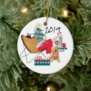 RETRO GOLDEN RETRIEVER 2019 Ornament