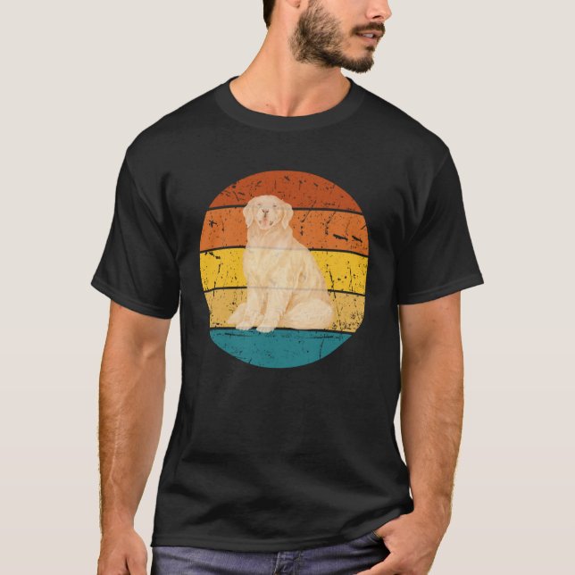 Retro Golden Retriever Vintage Sunset T-Shirt (Front)