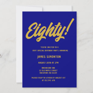 Retro Golden Script 80th Birthday Party Invitation