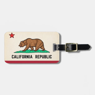 Retro Golden State Bear California Republic Luggage Tag