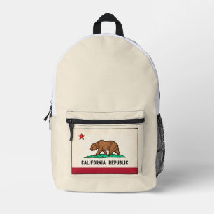 Retro Golden State Bear California Republic Printed Backpack