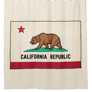 Retro Golden State Bear California Republic Shower Curtain