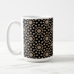 Retro Golden Sun Boho Floral Pattern Coffee Mug