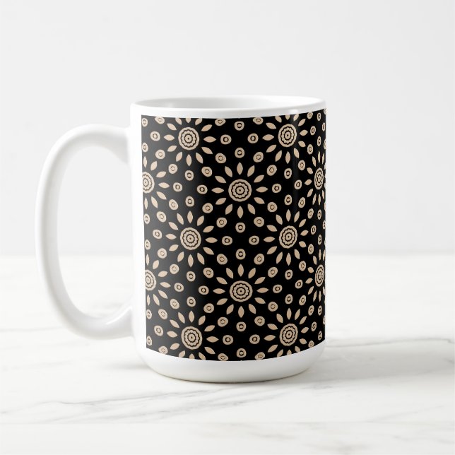 Retro Golden Sun Boho Floral Pattern Coffee Mug (Left)