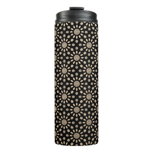Retro Golden Sun Boho Floral Pattern Thermal Tumbler