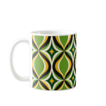 Retro Golden Waves Vibrant Green Mug