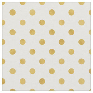 white fabric with gold polka dots