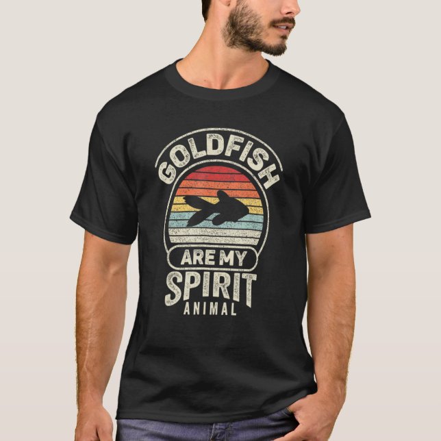 Retro Goldfish Are My Spirit Animal Fish T-Shirt (Front)