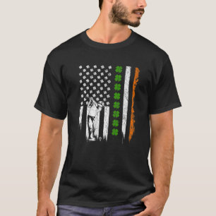 Retro Golf American Flag Shamrocks St.Patricks Day T-Shirt