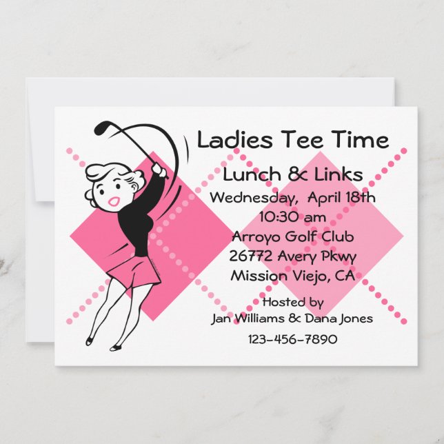 Retro Golf Babe Invitation (Front)