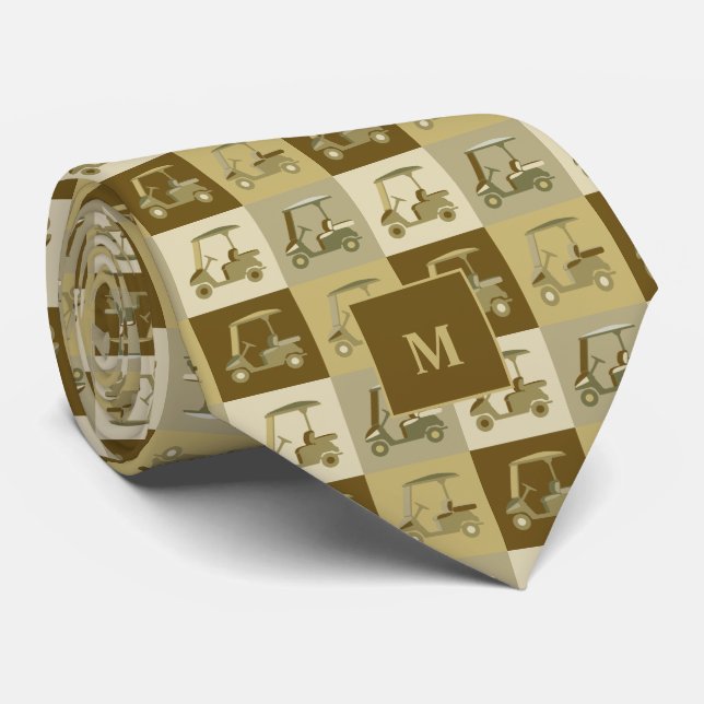 Retro Golf Cart Monogram Tie (Rolled)