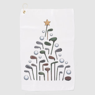 Retro Golf Club Christmas Tree Golfing X-mas Towel