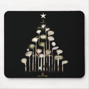Retro Golf Club Christmas Tree Golfing Xmas Golfer Mouse Mat