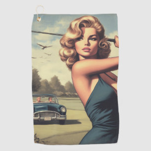 Retro Golf Girl Golf Towel