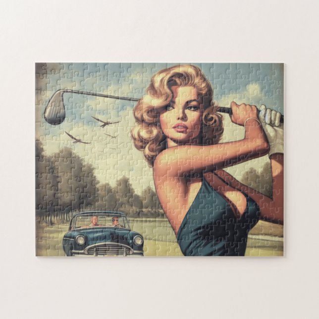 Retro Golf Girl Jigsaw Puzzle (Horizontal)