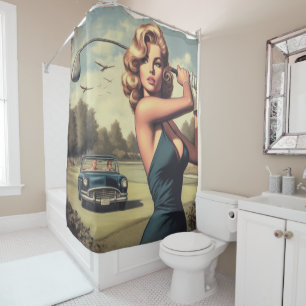 Retro Golf Girl Shower Curtain