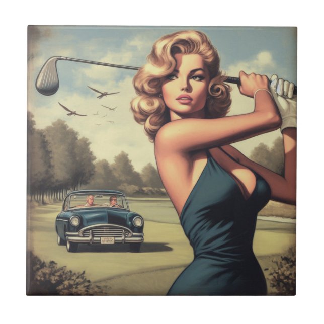 Retro Golf Girl Tile (Front)