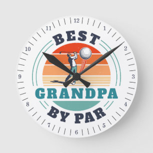Retro Golf Grandpa Birthday Funny Golfing Custom Round Clock