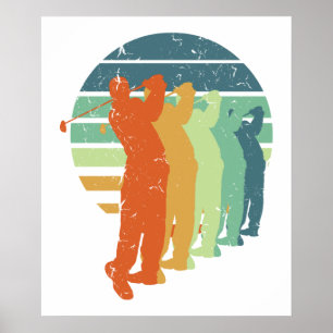 Retro Golf Player, Golfer, Golfing Sports Fan Gift Poster