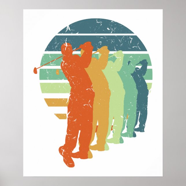 Retro Golf Player, Golfer, Golfing Sports Fan Gift Poster (Front)