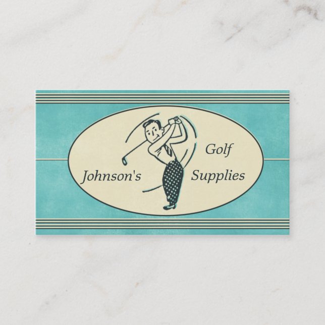 Retro Golf Supplies Blue Business Card (Front)