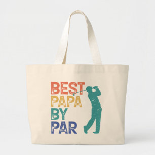 Retro Golfer - Best Papa By Par Large Tote Bag
