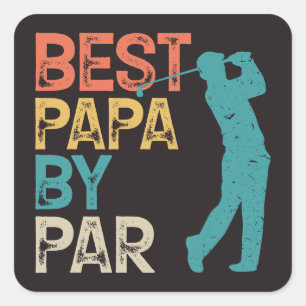 Retro Golfer - Best Papa By Par Square Sticker