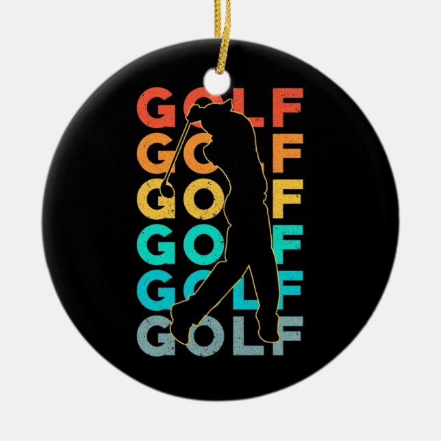 Retro Golfer Ceramic Tree Decoration (Front)