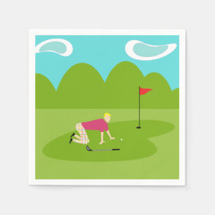 Retro Golfer Paper Napkins