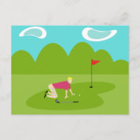 Retro Golfer Postcard