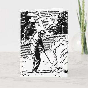 Retro Golfer Sand Trap Birthday Card