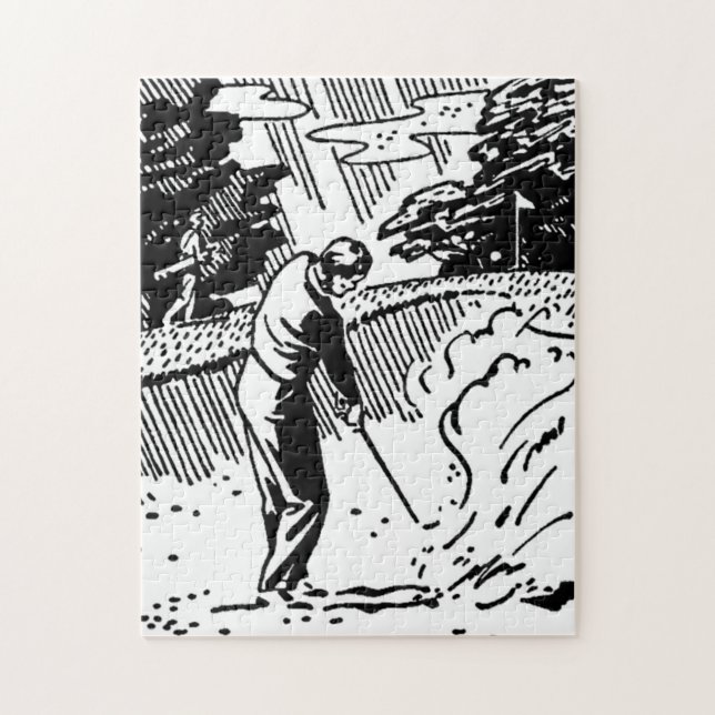 Retro Golfer Sand Trap Jigsaw Puzzle (Vertical)