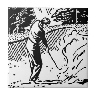 Retro Golfer Sand Trap Tile