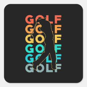 Retro Golfer Square Sticker