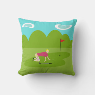 Retro Golfer Throw Pillow