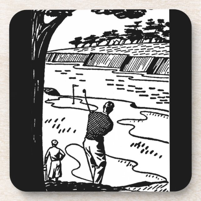 Retro Golfers Coaster (Front)
