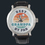 Retro Golfing Best Grandpa By Par Custom Watch<br><div class="desc">Retro Best Grandpa By Par design you can customise for the recipient of this cute golf theme design. Perfect gift for Father's Day or grandfather's birthday. The text "GRANDPA" can be customised with any dad moniker by clicking the "Personalise" button above. Can also double as a company swag if you...</div>