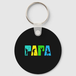 Retro Golfing Papa Golfer Shirt. Golf Gifts For Fa Key Ring