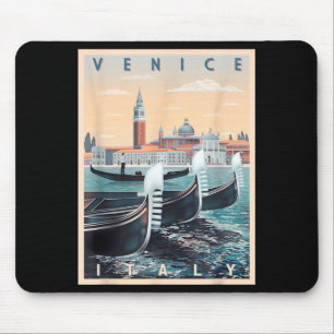 Retro Gondola Boats With Venice Skyline Italy Mouse Mat