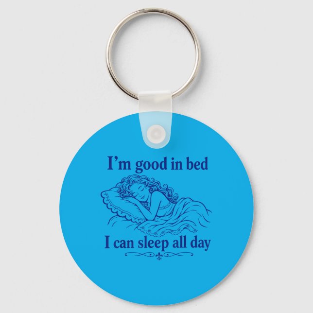 Retro Good In Bed Can Sleep Day Funny Sleep Key Ring (Front)
