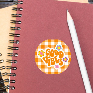 Retro Good Vibes Classic Round Sticker
