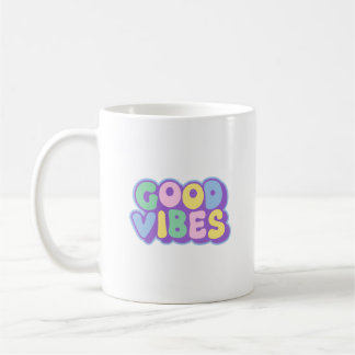 Retro Good Vibes Colourful Bubble Letter Coffee Mu Mug
