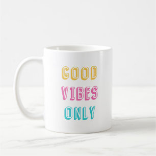 Retro Good Vibes Only Colourful Typography Coffee Mug