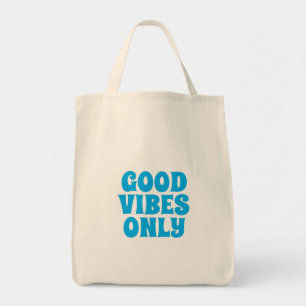 Retro Good Vibes Only Tote Bag Aesthetic Blue 