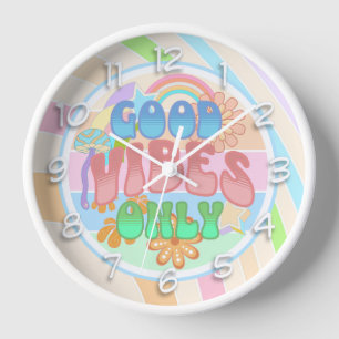 Retro Good Vibes Only Vintage Colours Clock
