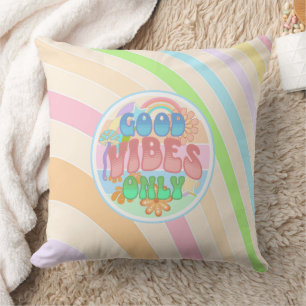 Retro Good Vibes Only Vintage Colours Cushion