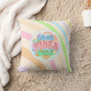Retro Good Vibes Only Vintage Colours Cushion
